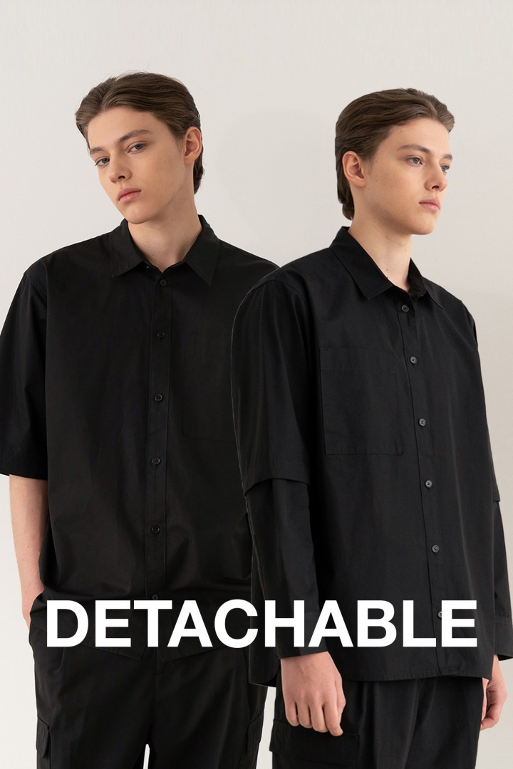 Detachable Sleeve Shirts - Black